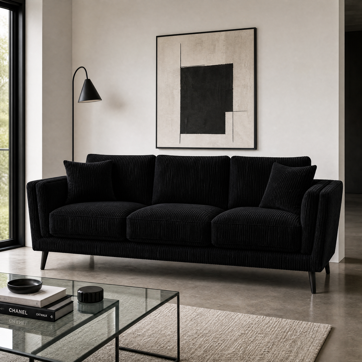 Monroe Sofa - Bagira Black Corduroy - Lifestyle