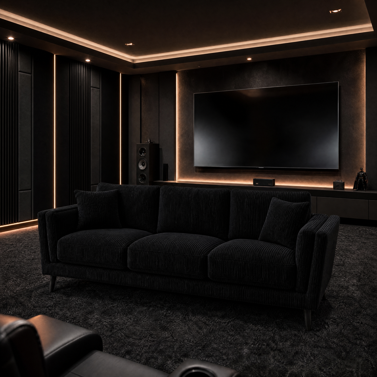 Monroe Sofa - Bagira Black Corduroy - Lifestyle 2