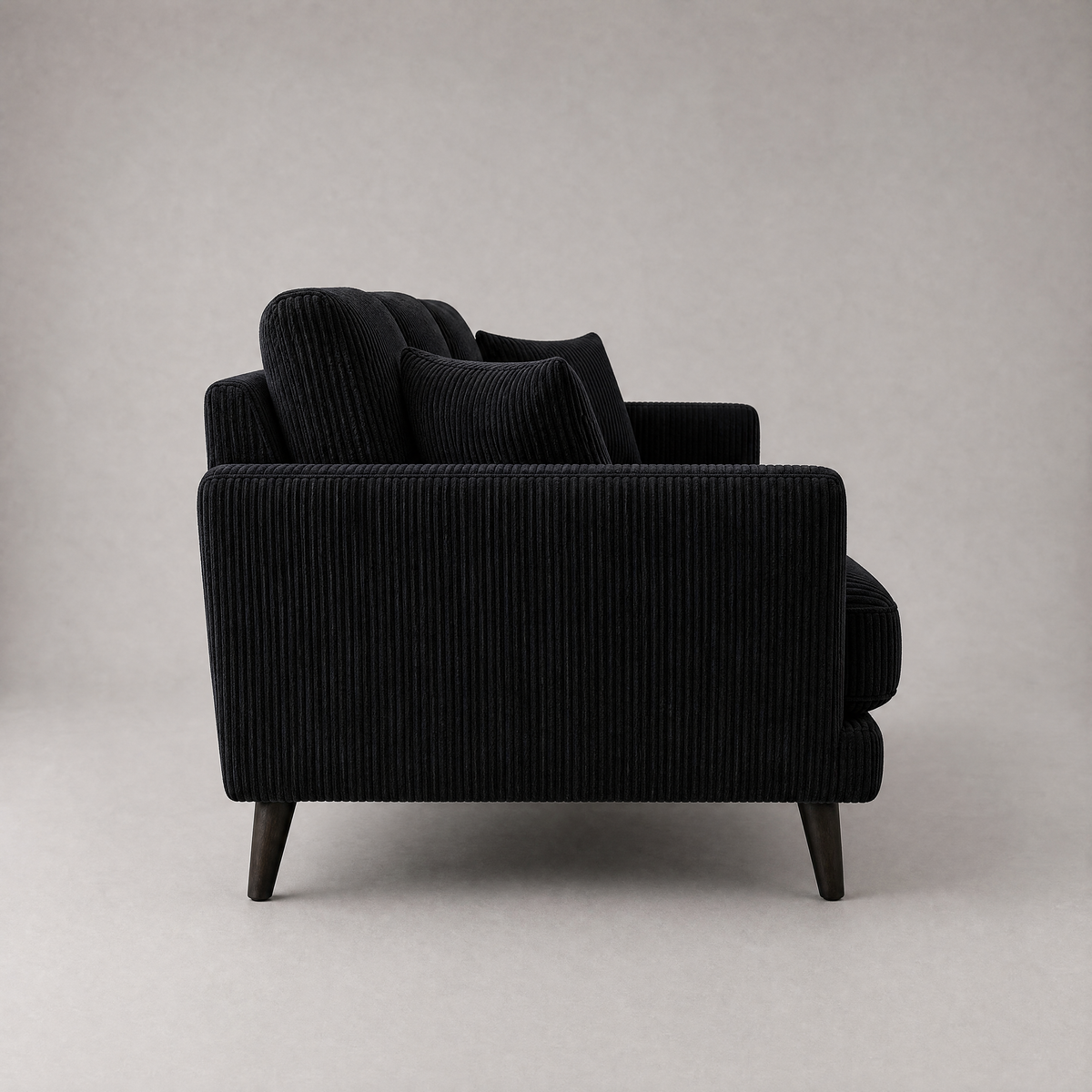 Monroe Sofa - Bagira Black Corduroy - Side Profile