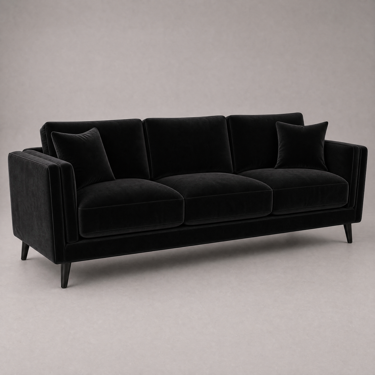 Monroe Sofa - Black Velvet - Side Angle