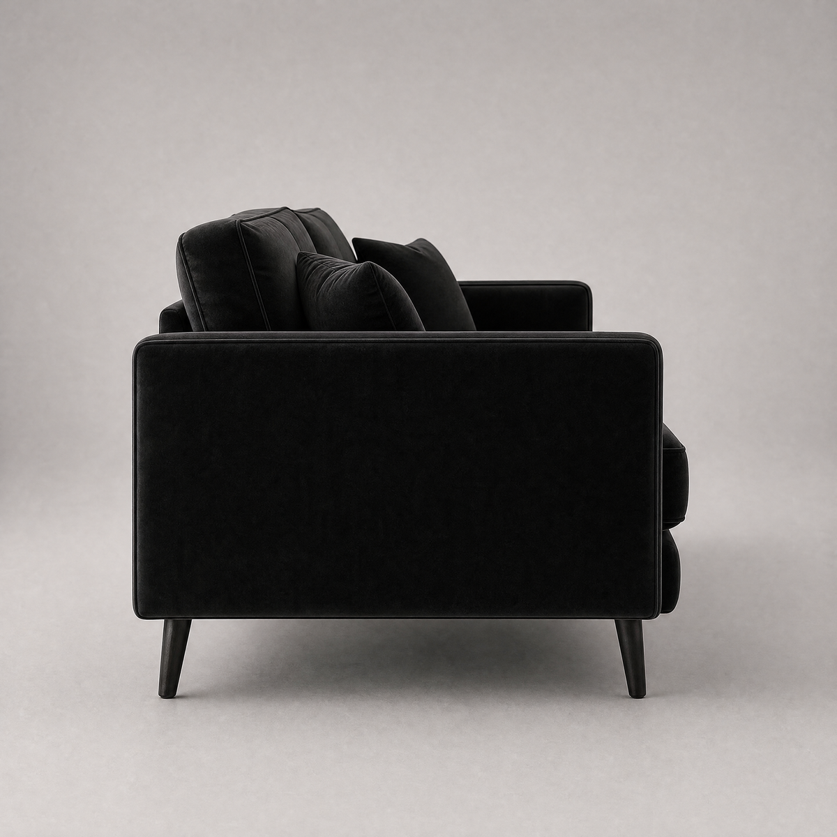 Monroe Sofa - Black Velvet - Side Profile