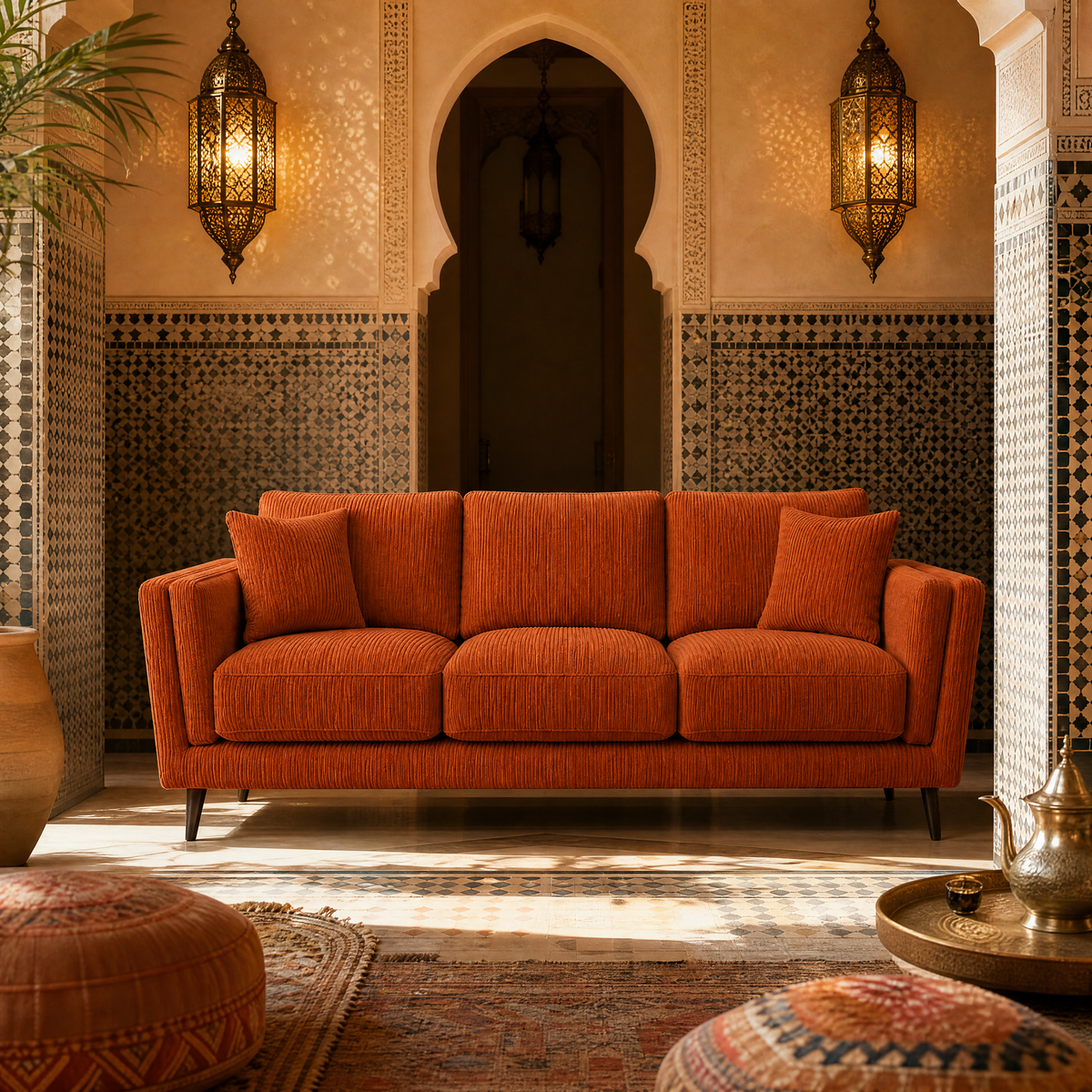 Monroe Sofa - Burnt Orange Corduroy - Lifestyle 2