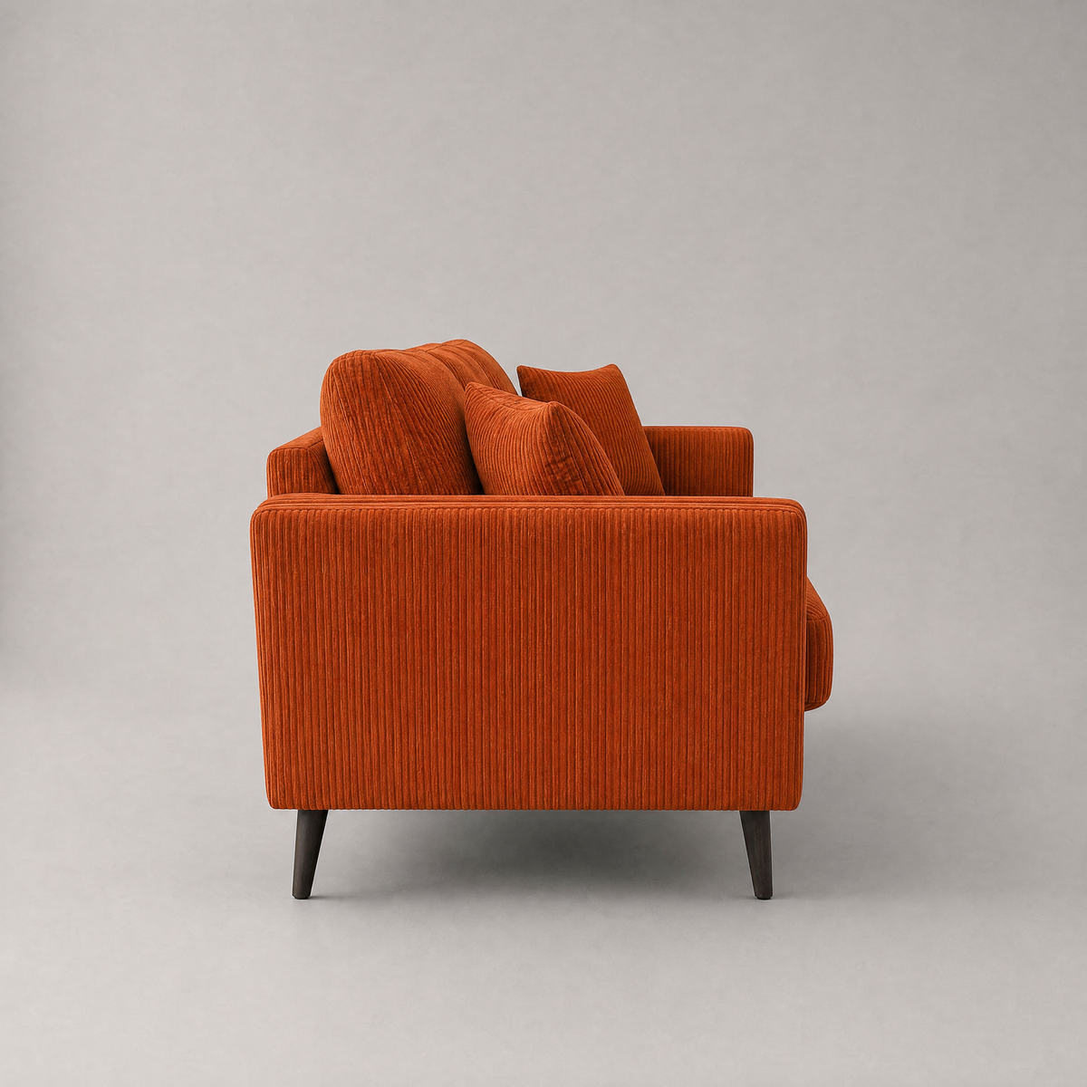 Monroe Sofa - Burnt Orange Corduroy - Side Profile
