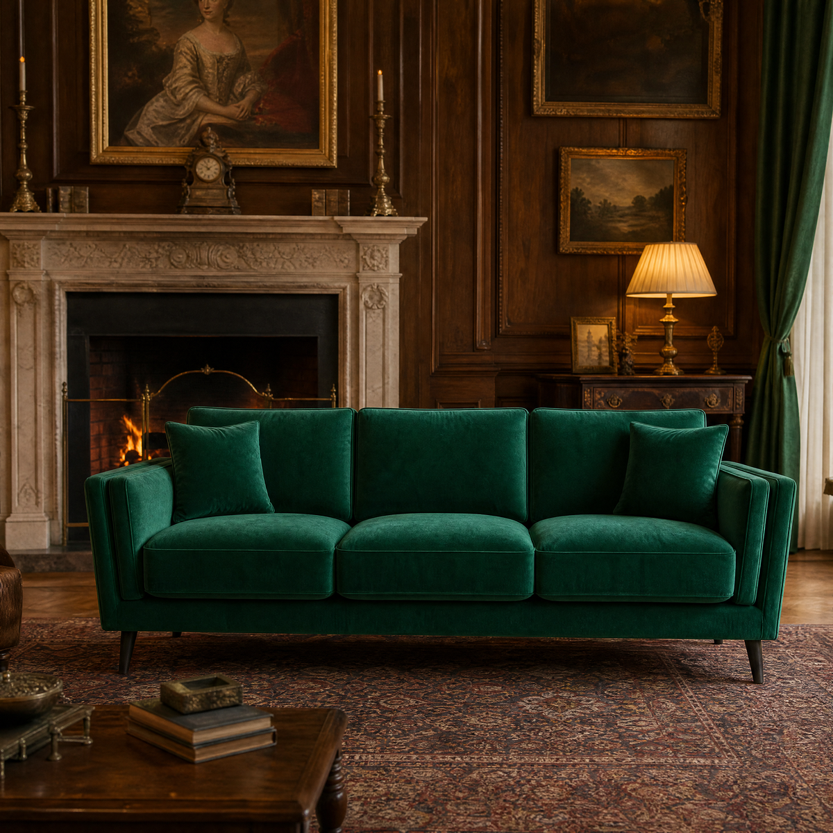 Monroe Sofa - Green Velvet - Lifestyle 2