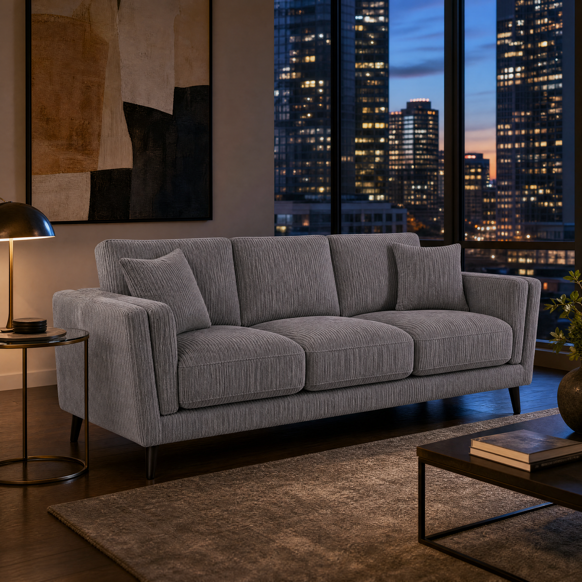 Monroe Sofa - Grey Corduroy - Lifestyle