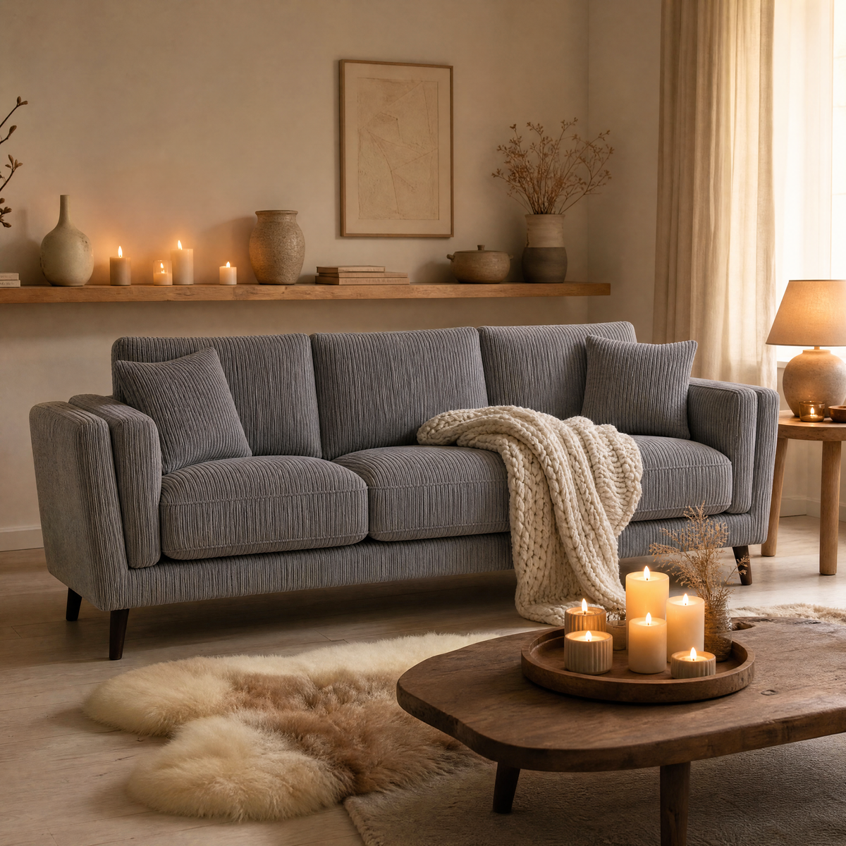 Monroe Sofa - Grey Corduroy - Lifestyle 2