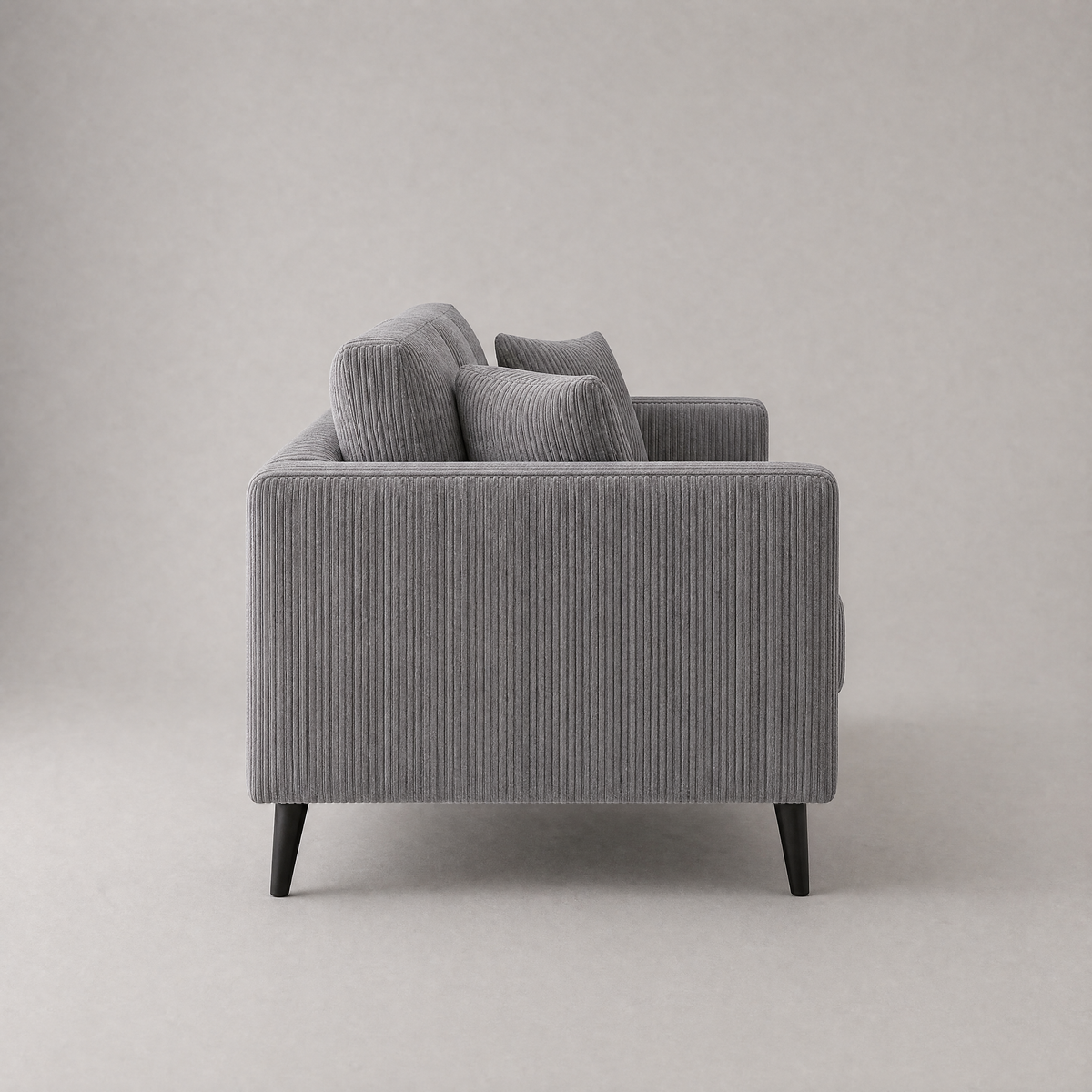 Monroe Sofa - Grey Corduroy - Side Profile