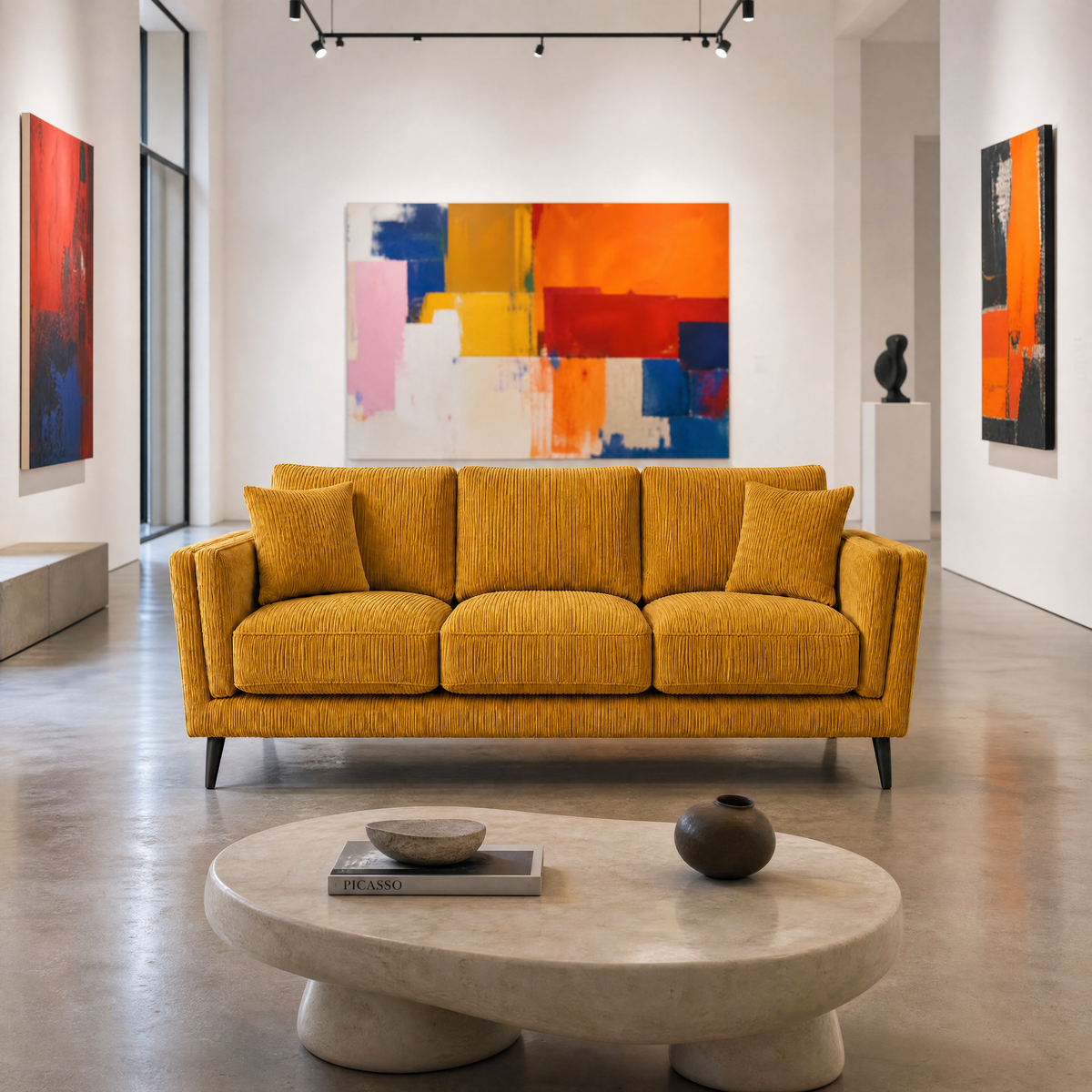Monroe Sofa - Mustard Corduroy - Lifestyle 2