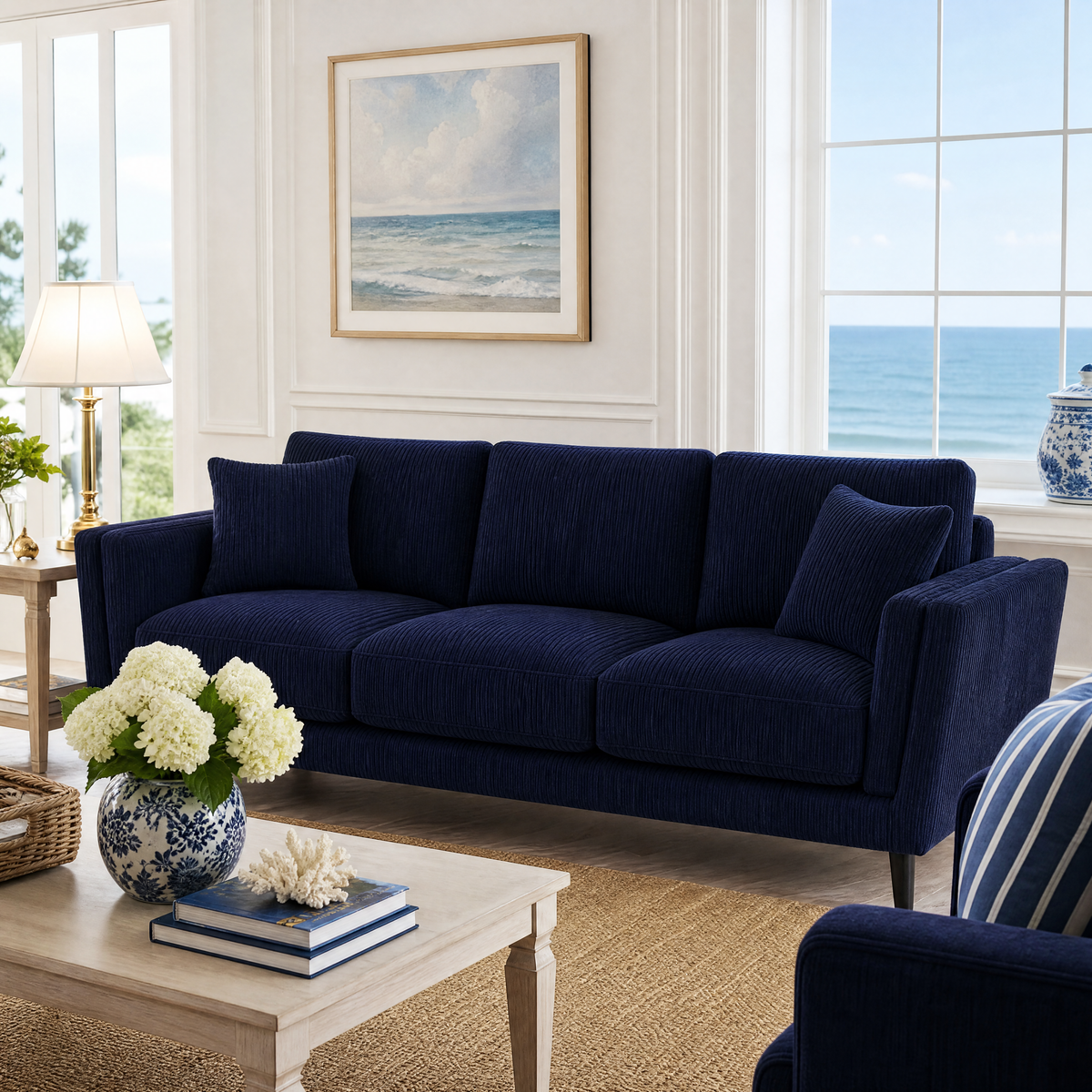 Monroe Sofa - Navy Corduroy - Lifestyle