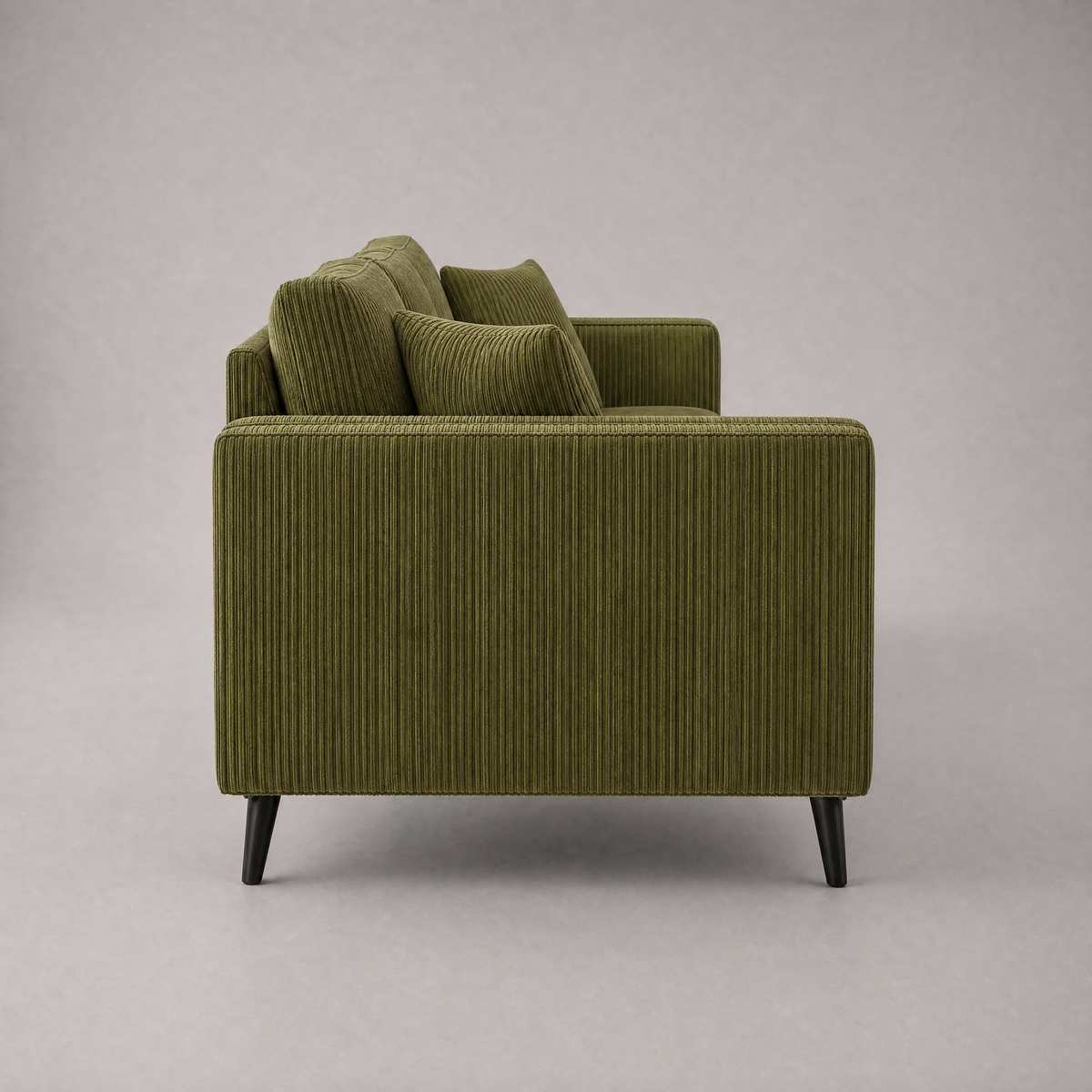Monroe Sofa - Olive Green Corduroy - Side Profile