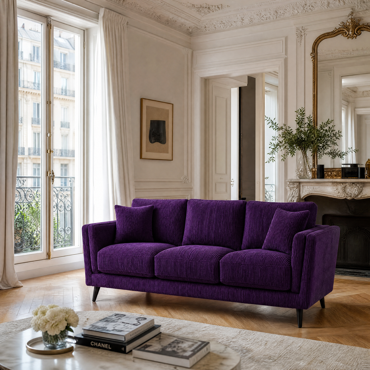Monroe Sofa - Purple Corduroy - Lifestyle 2