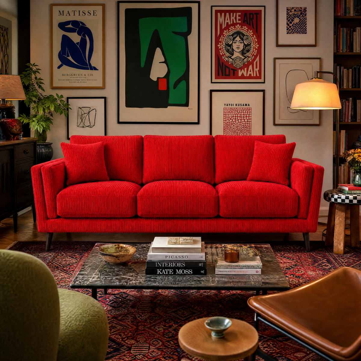 Monroe Sofa - Red Corduroy - Lifestyle