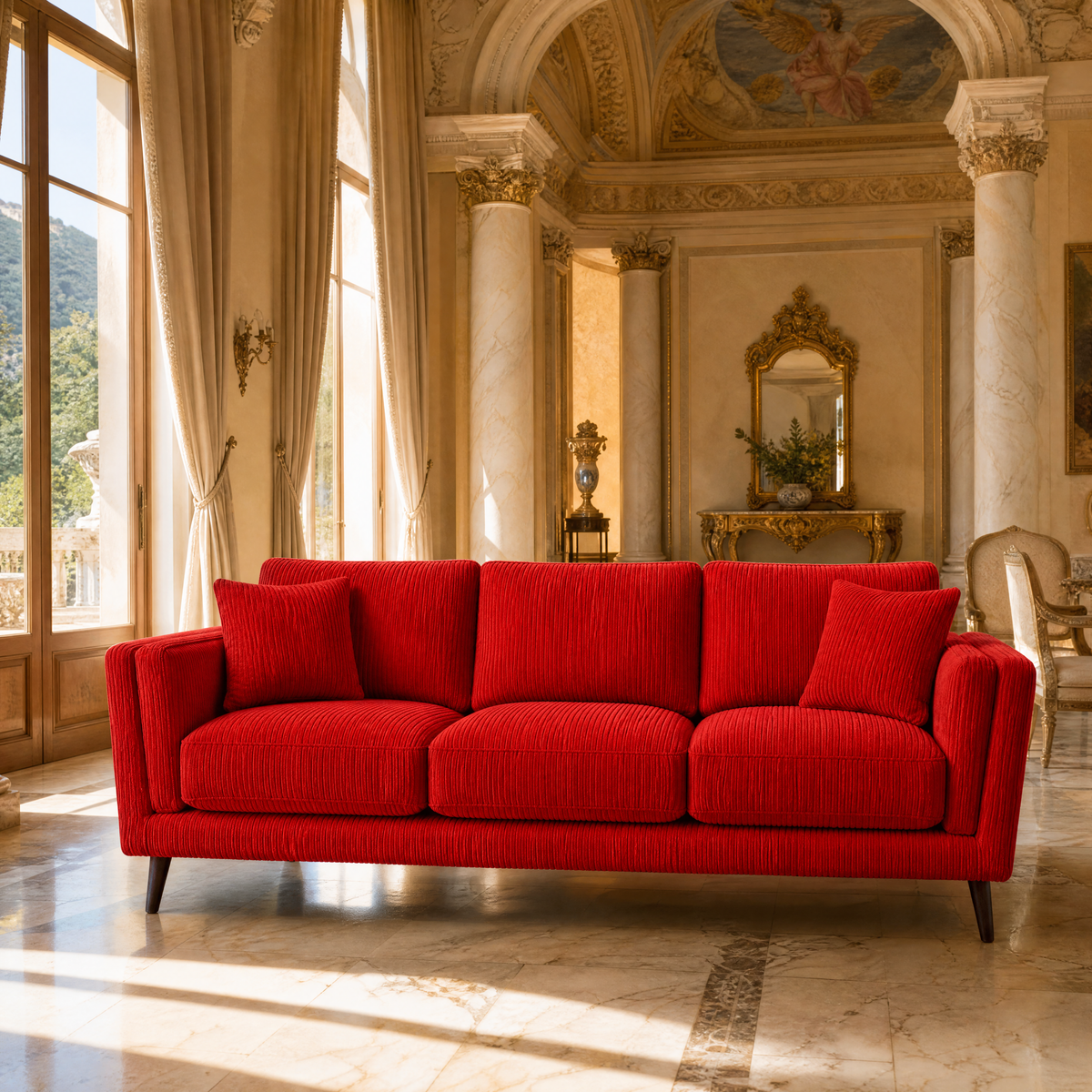 Monroe Sofa - Red Corduroy - Lifestyle 2