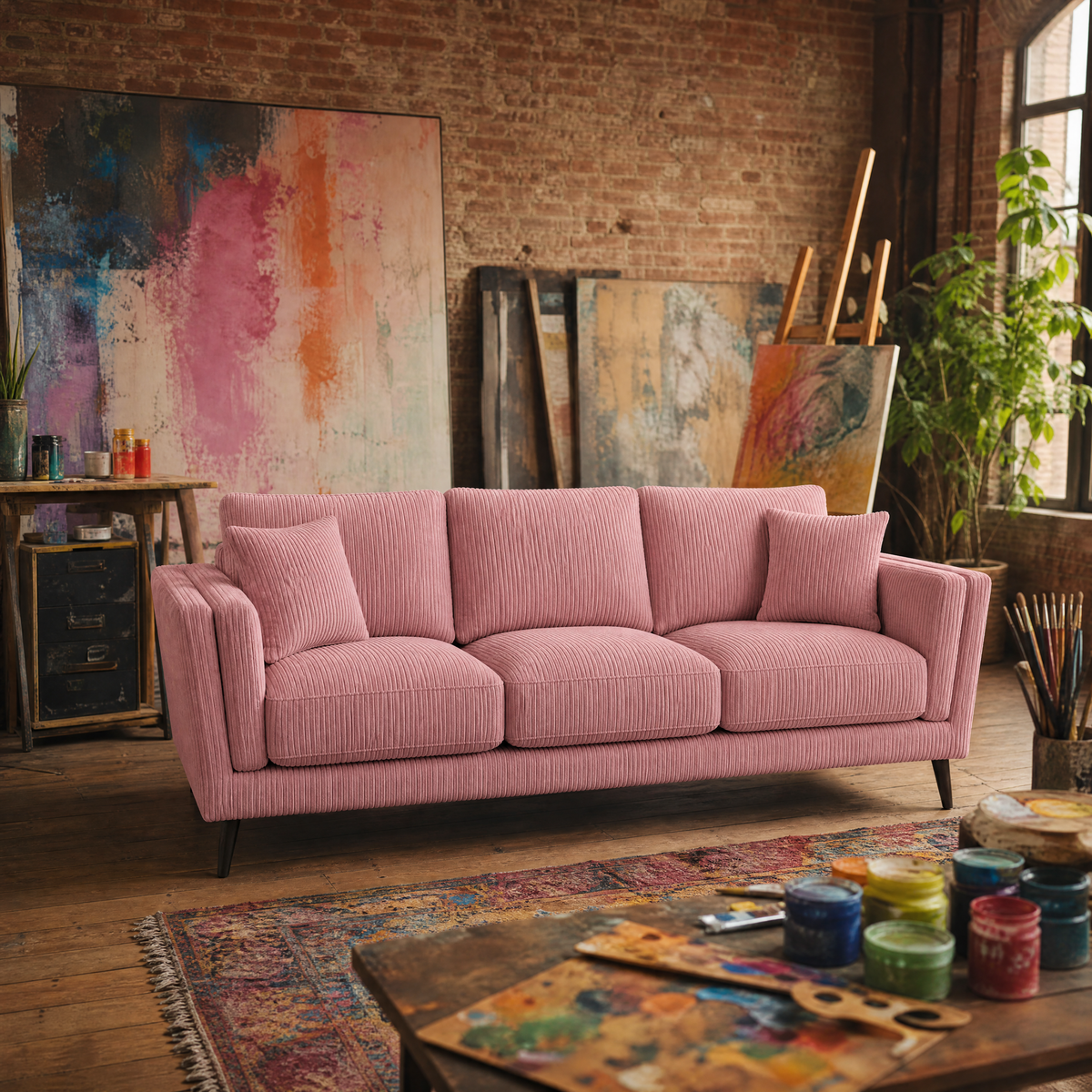 Monroe Sofa - Rose Pink Corduroy - Lifestyle 2