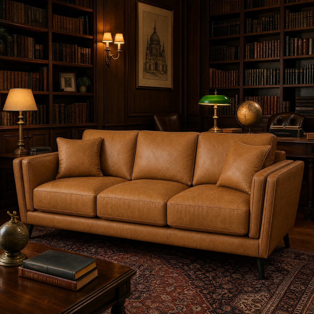 Monroe Sofa - Tan Leather - Lifestyle 2