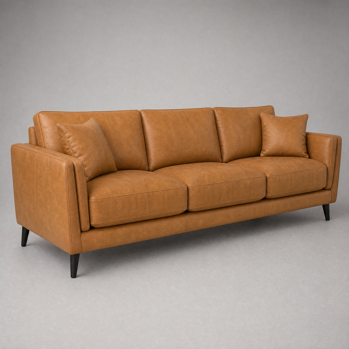 Monroe Sofa - Tan Leather - Side Angle