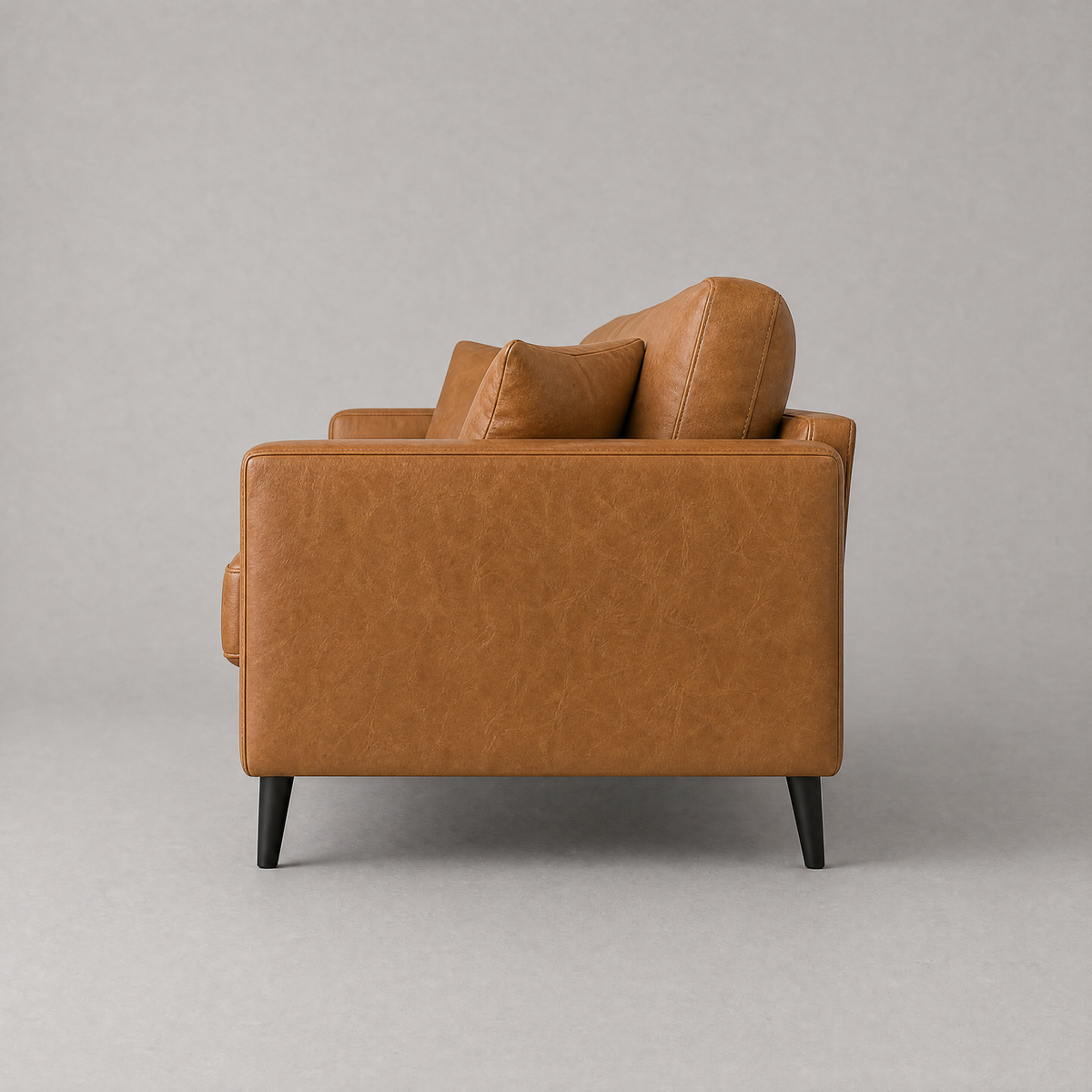 Monroe Sofa - Tan Leather - Side Profile