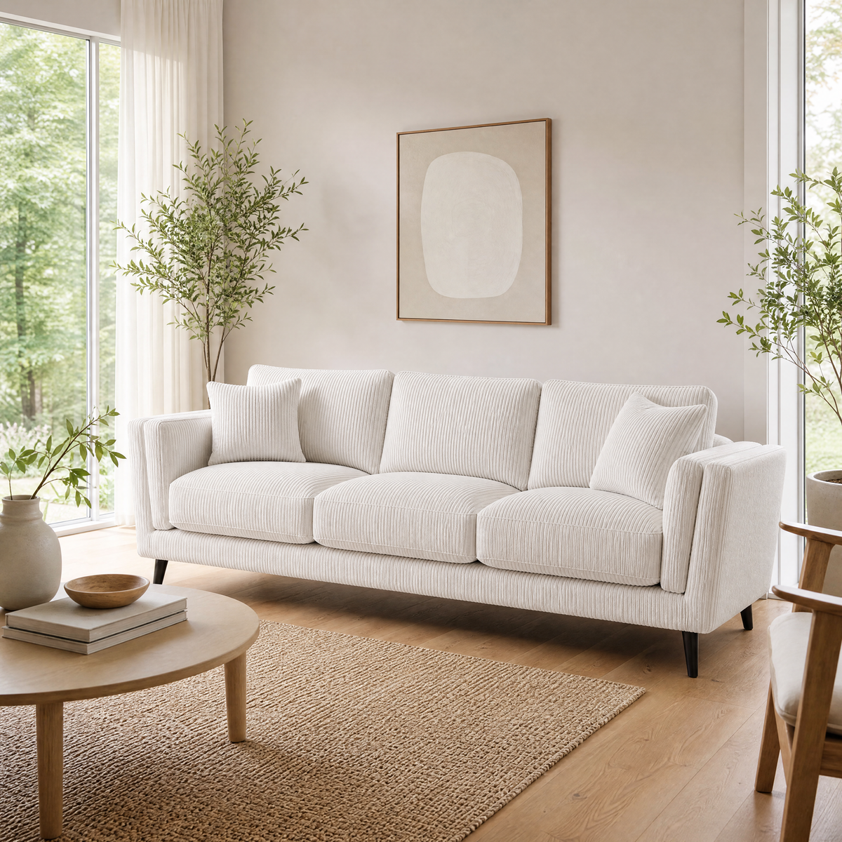 Monroe Sofa - White Corduroy - Lifestyle