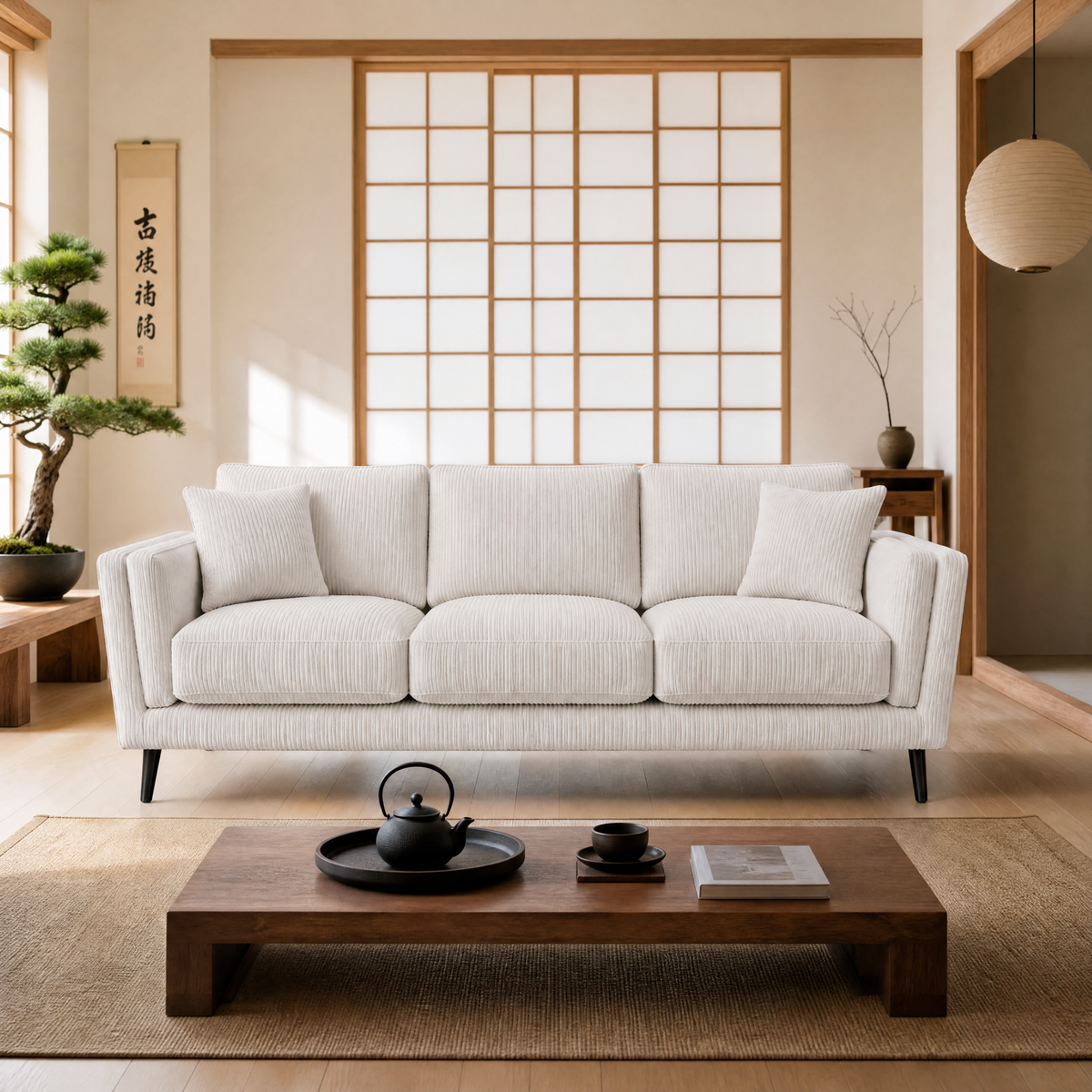 Monroe Sofa - White Corduroy - Lifestyle 2