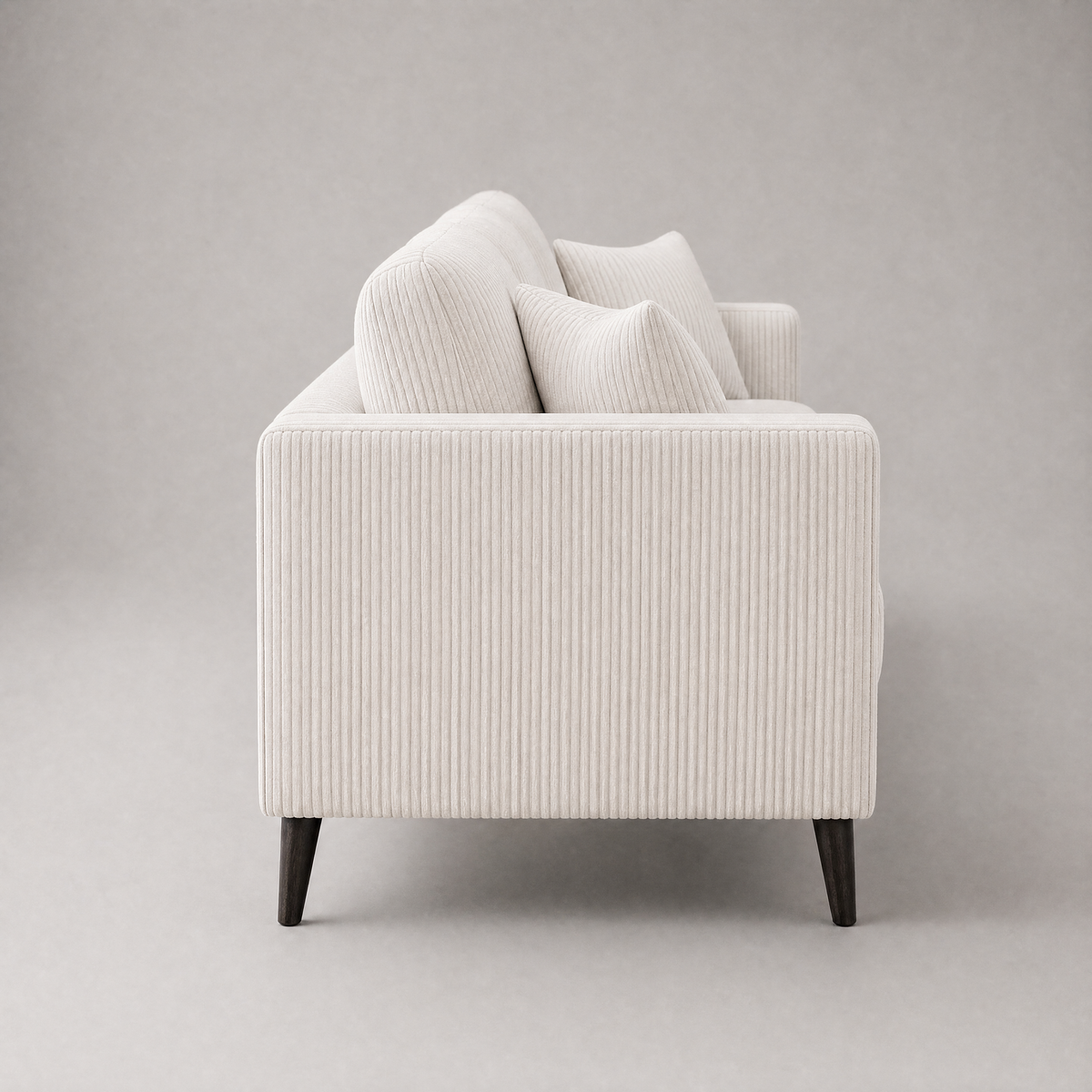 Monroe Sofa - White Corduroy - Side Profile