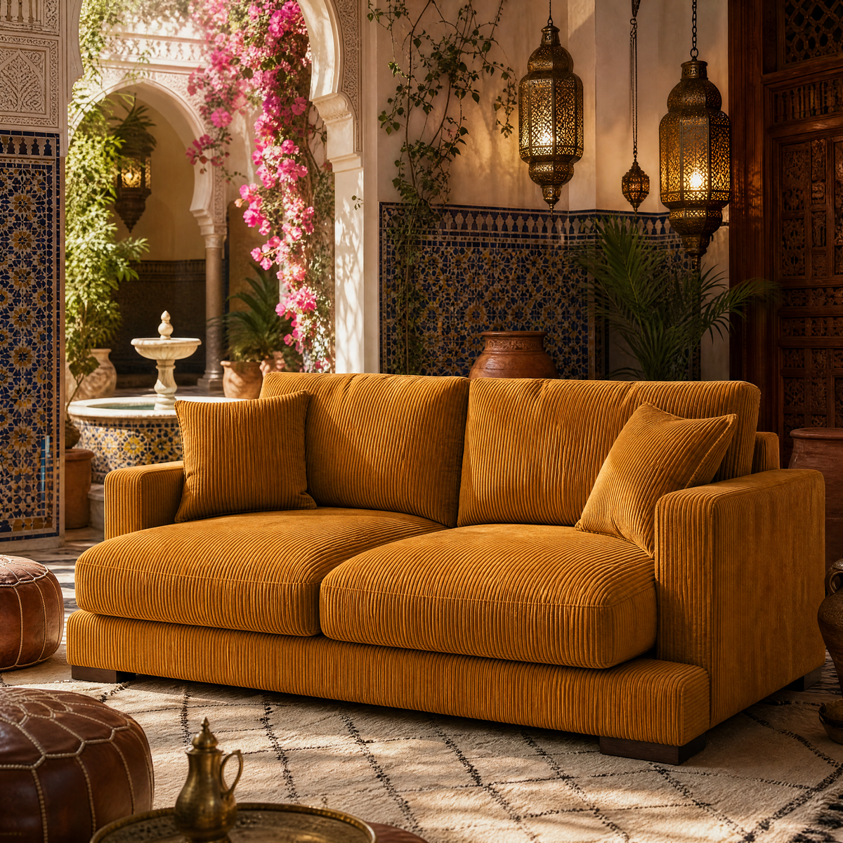 Cloud 2 Seater Mustard Corduroy — Lifestyle