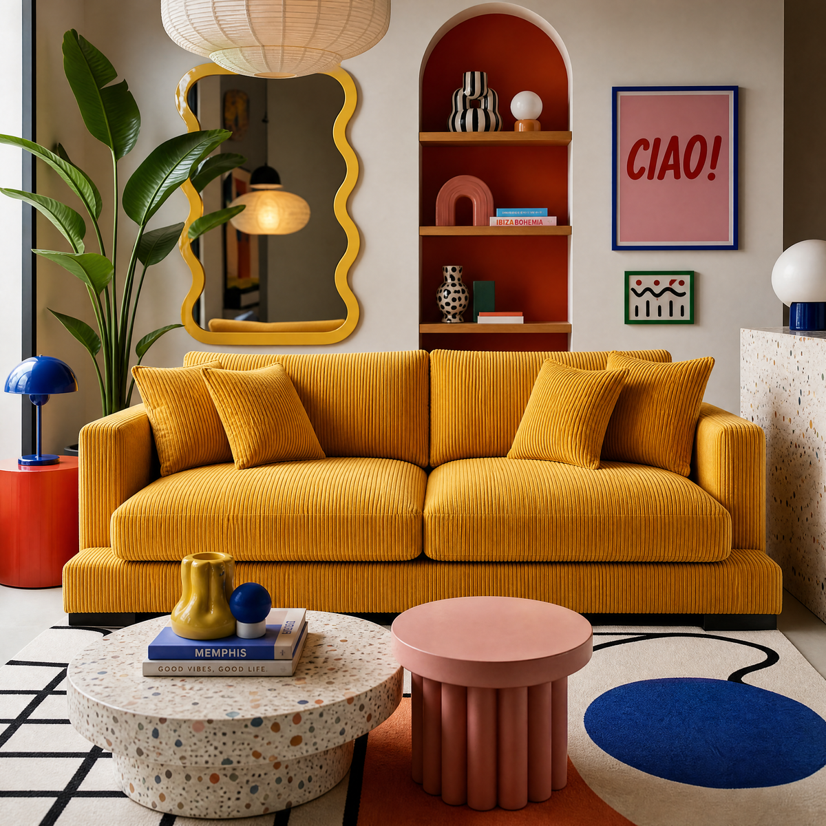 Cloud Sofa Mustard Corduroy - Lifestyle