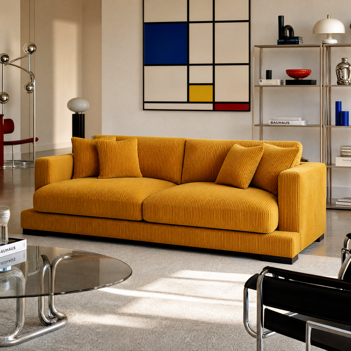Cloud Sofa Mustard Corduroy — Lifestyle