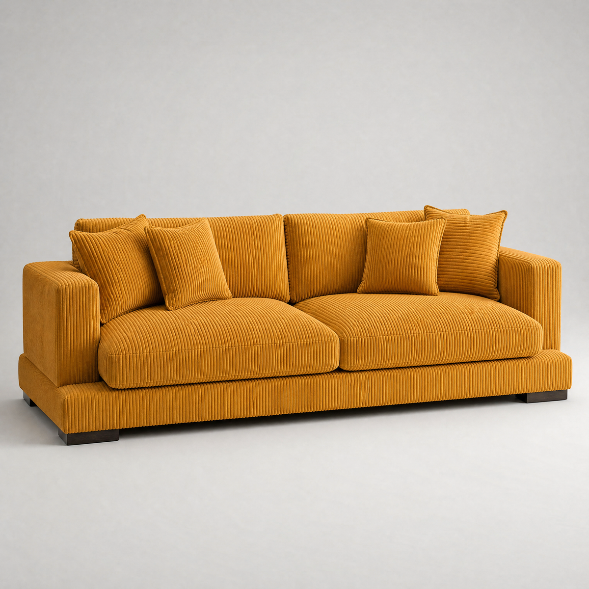Cloud Sofa Mustard Corduroy - 3/4 Side Angle View