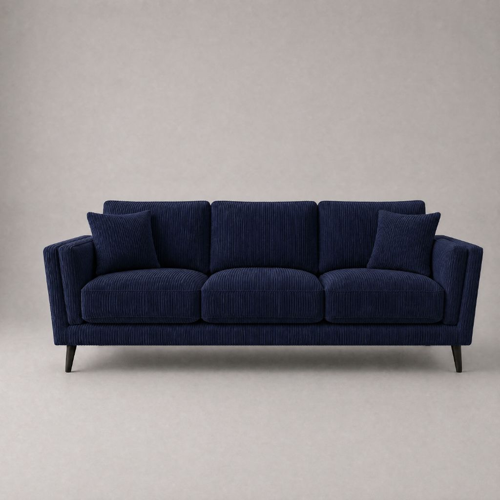 Monroe Sofa Navy Corduroy - Front View