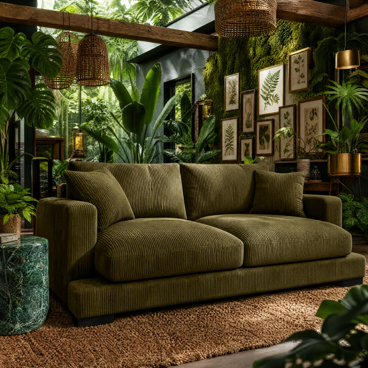 Cloud 2 Seater Olive Green Corduroy - Lifestyle