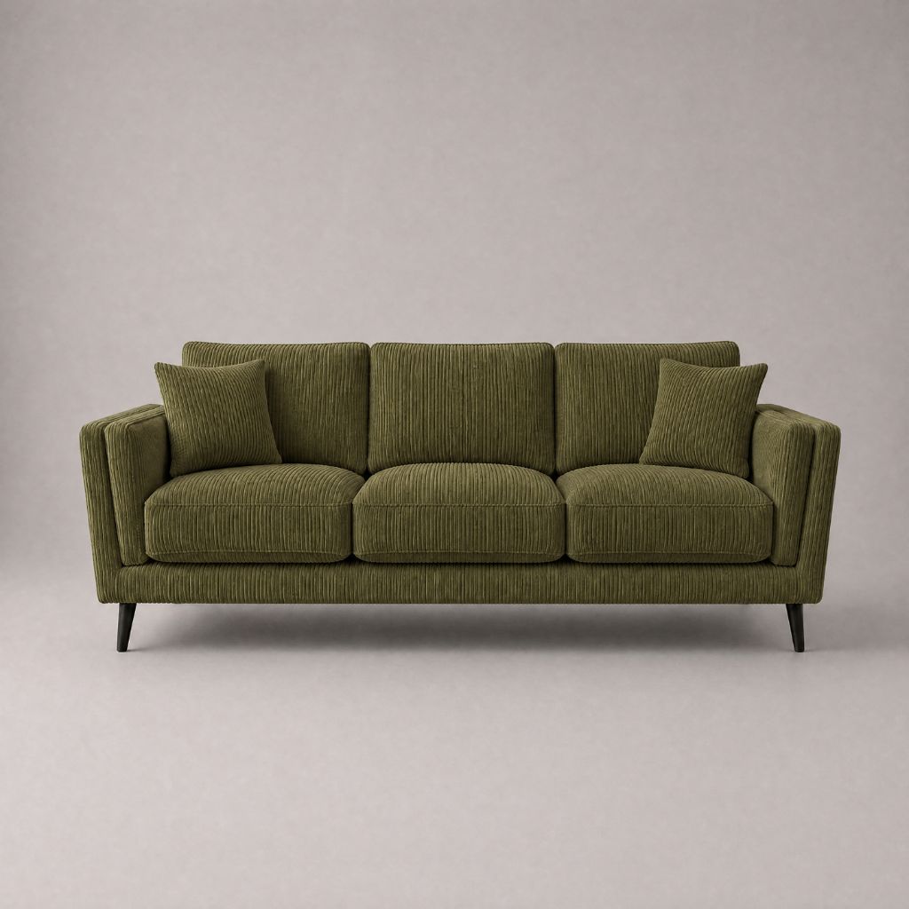 Monroe Sofa Olive Green Corduroy - Front View