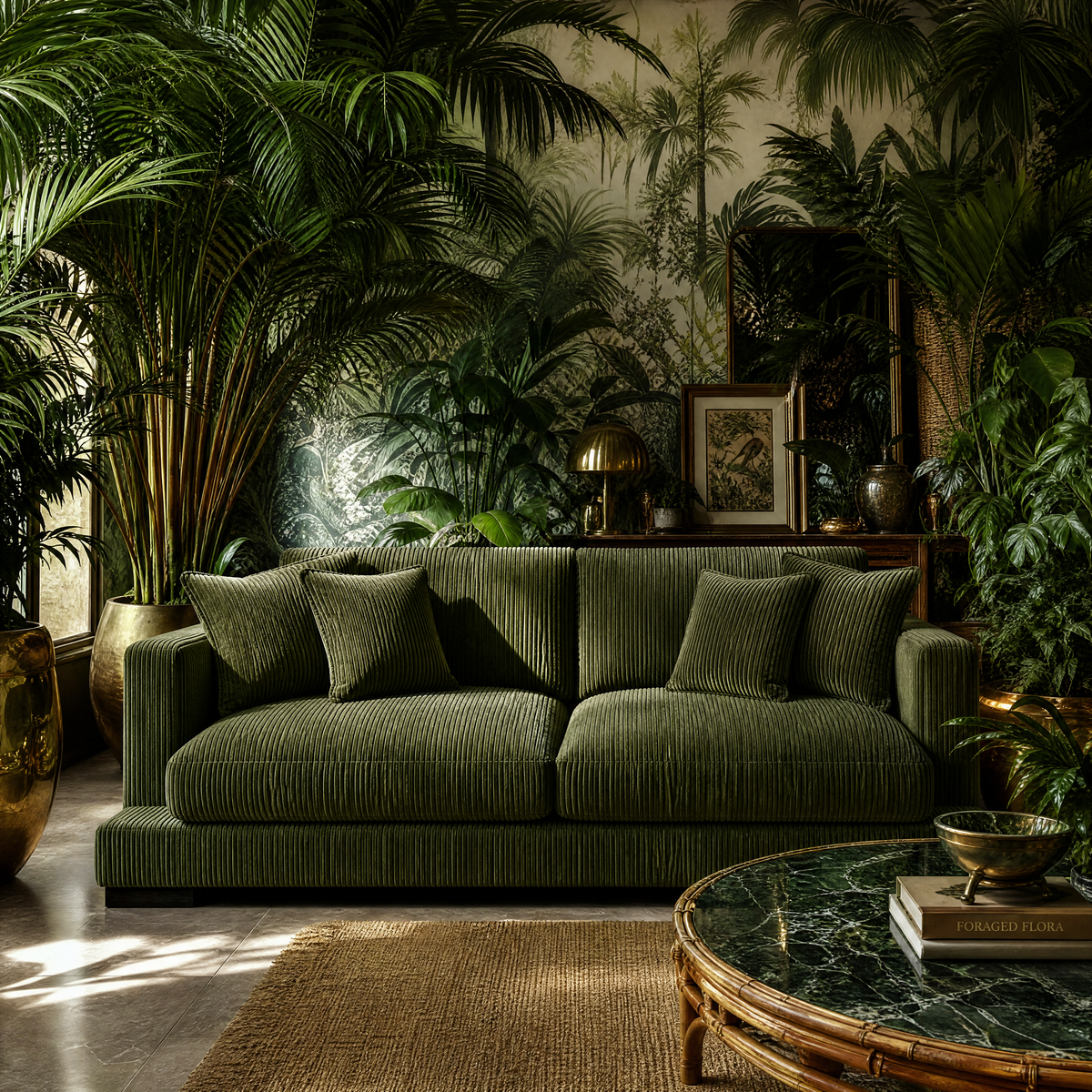 Cloud Sofa Olive Green Corduroy - Lifestyle