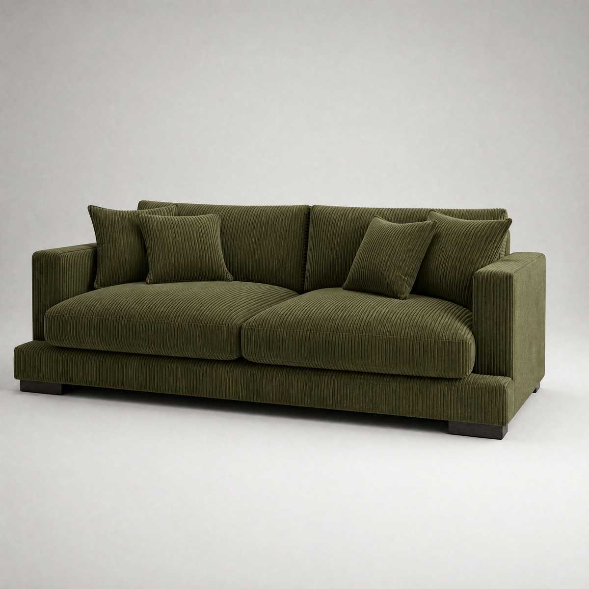 Cloud Sofa Olive Green Corduroy - 3/4 Side Angle View