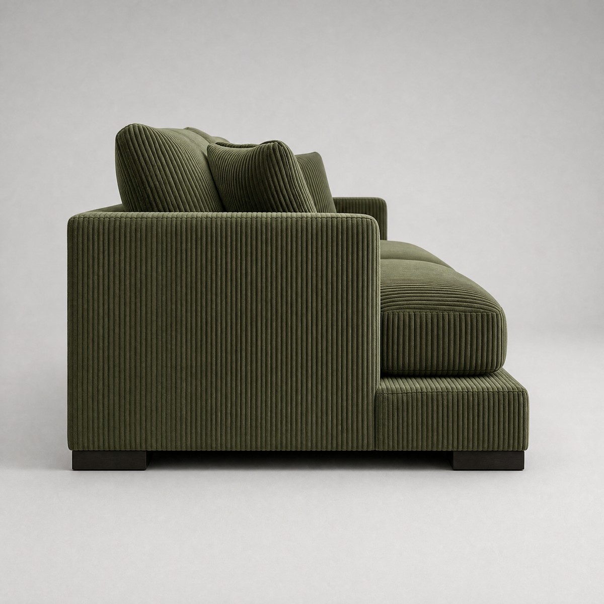 Cloud Sofa Olive Green Corduroy - Side Profile View