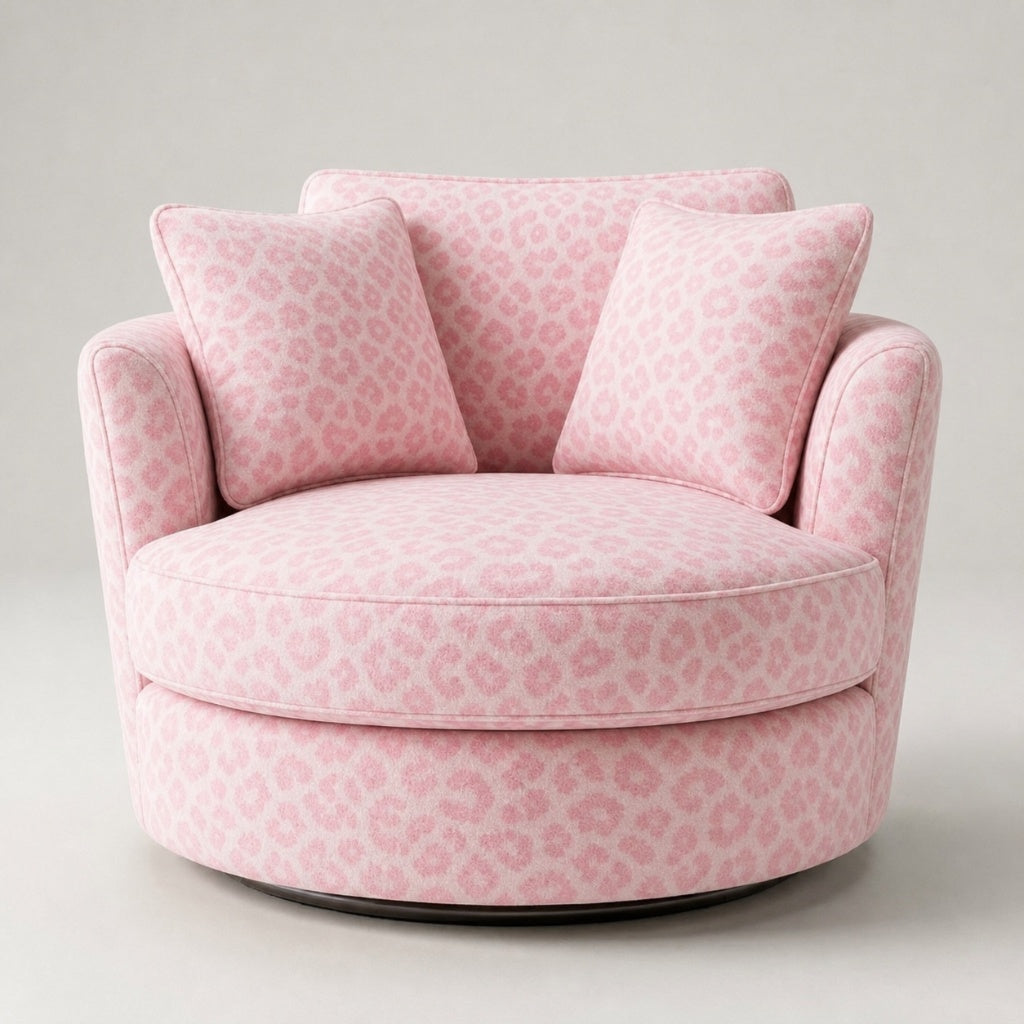 Cuddle Swivel Chair - Pink Leopard
