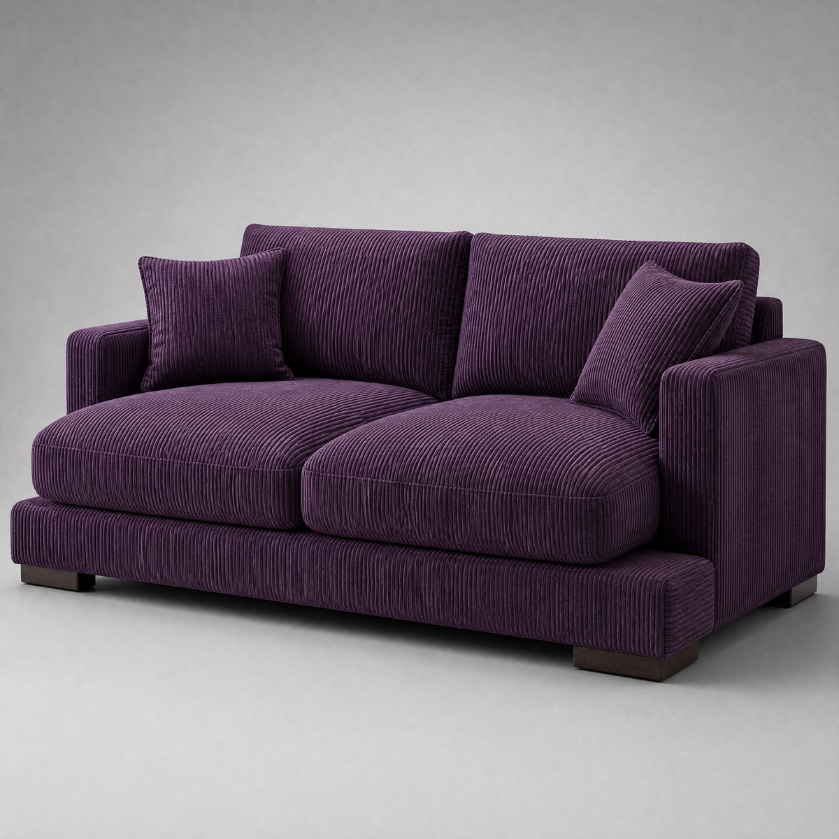 Cloud 2 Seater Purple Corduroy - 3/4 Side Angle View