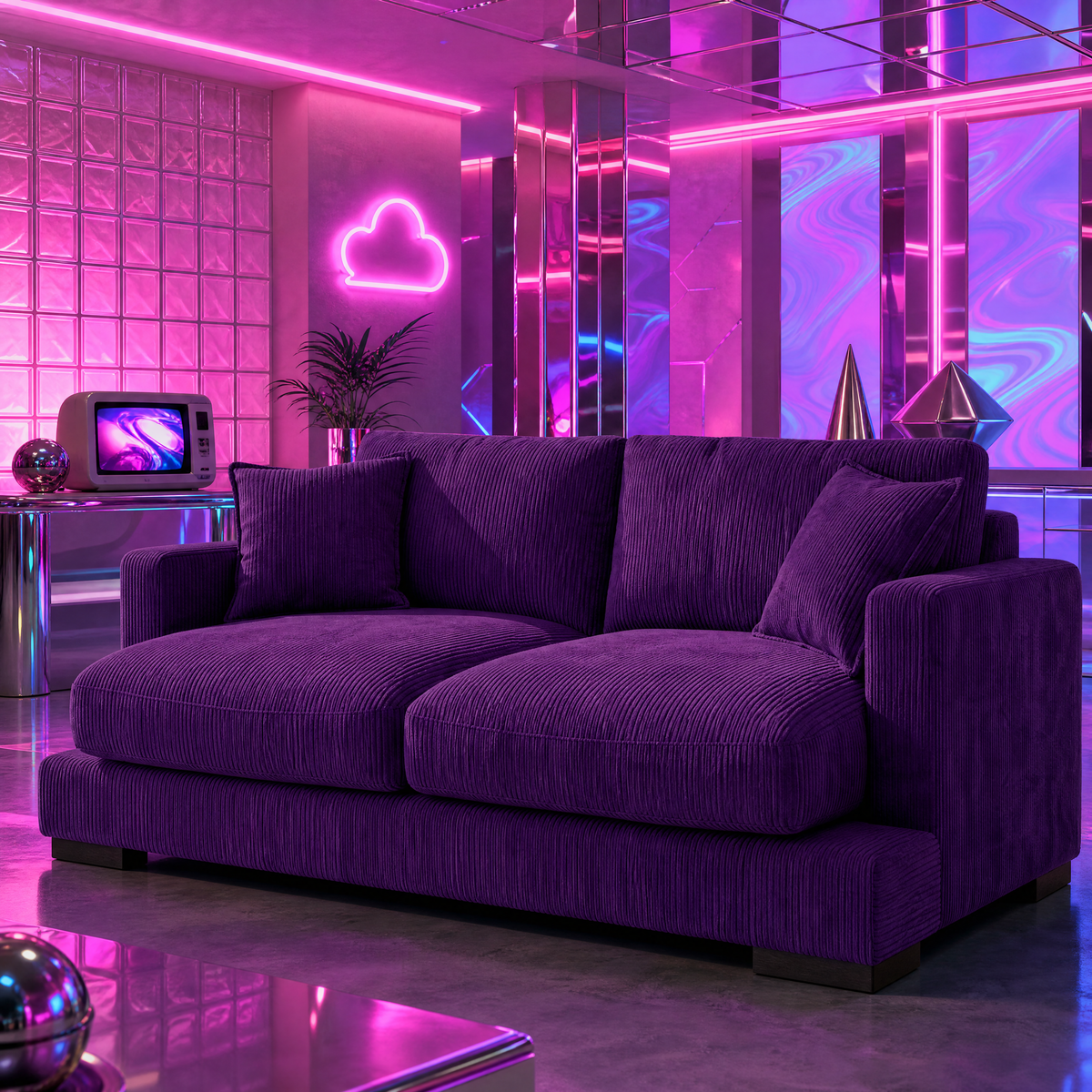 Cloud 2 Seater Purple Corduroy - Lifestyle