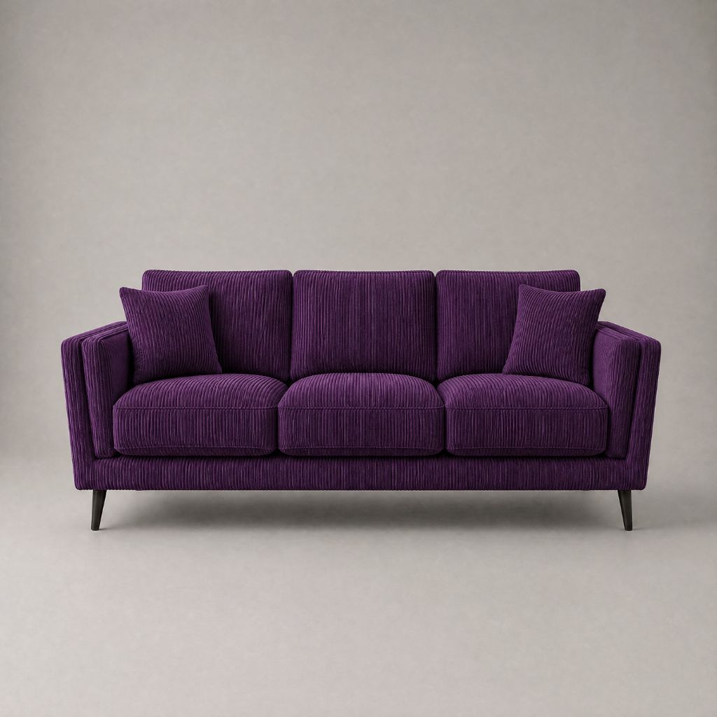 Monroe Sofa Purple Corduroy - Front View