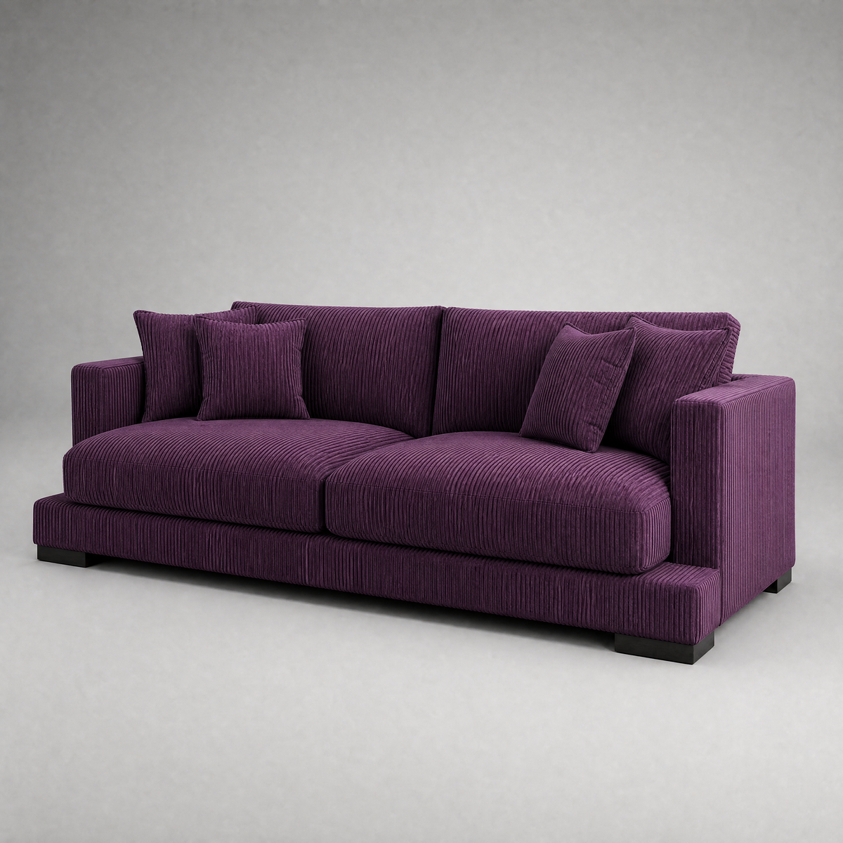 Cloud Sofa Purple Corduroy - 3/4 Side Angle View