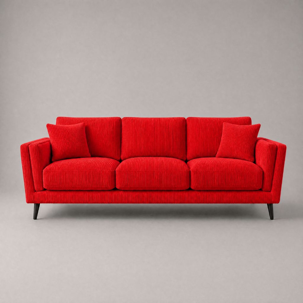 Monroe Sofa Red Corduroy - Front View