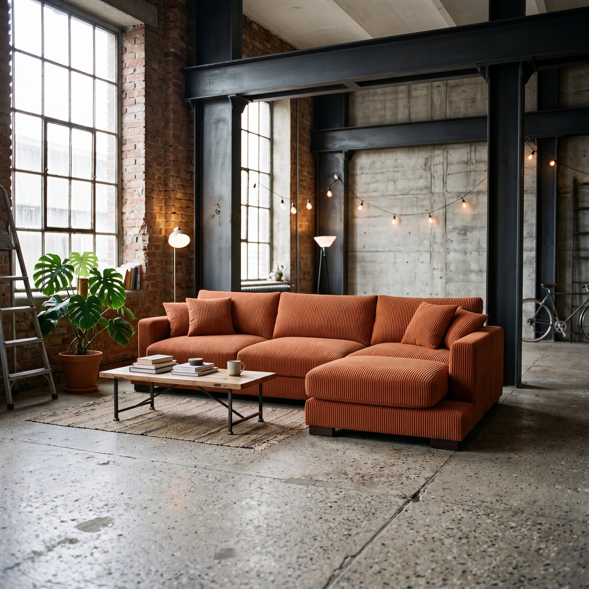 Cloud Chaise Lounge Burnt Orange Corduroy