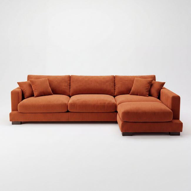 Cloud Chaise Lounge Burnt Orange Corduroy Hover Image