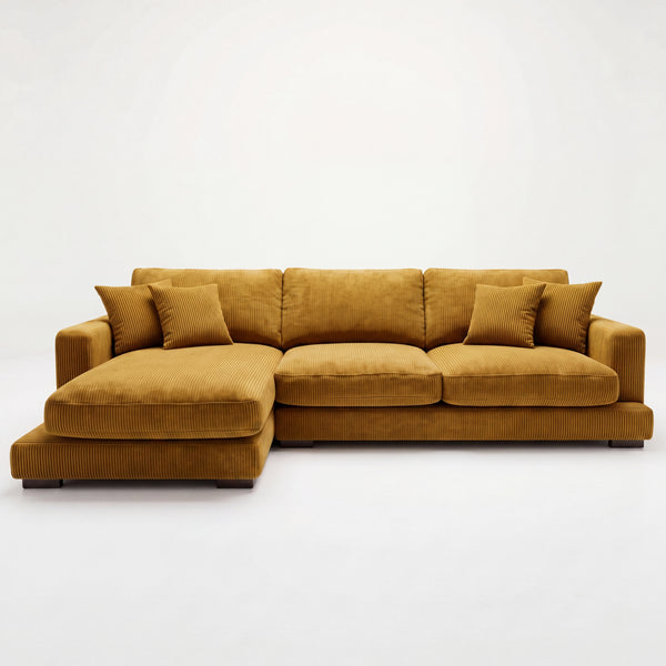 City Chaise Lounge Mustard Corduroy