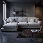 City Chaise Lounge White Corduroy