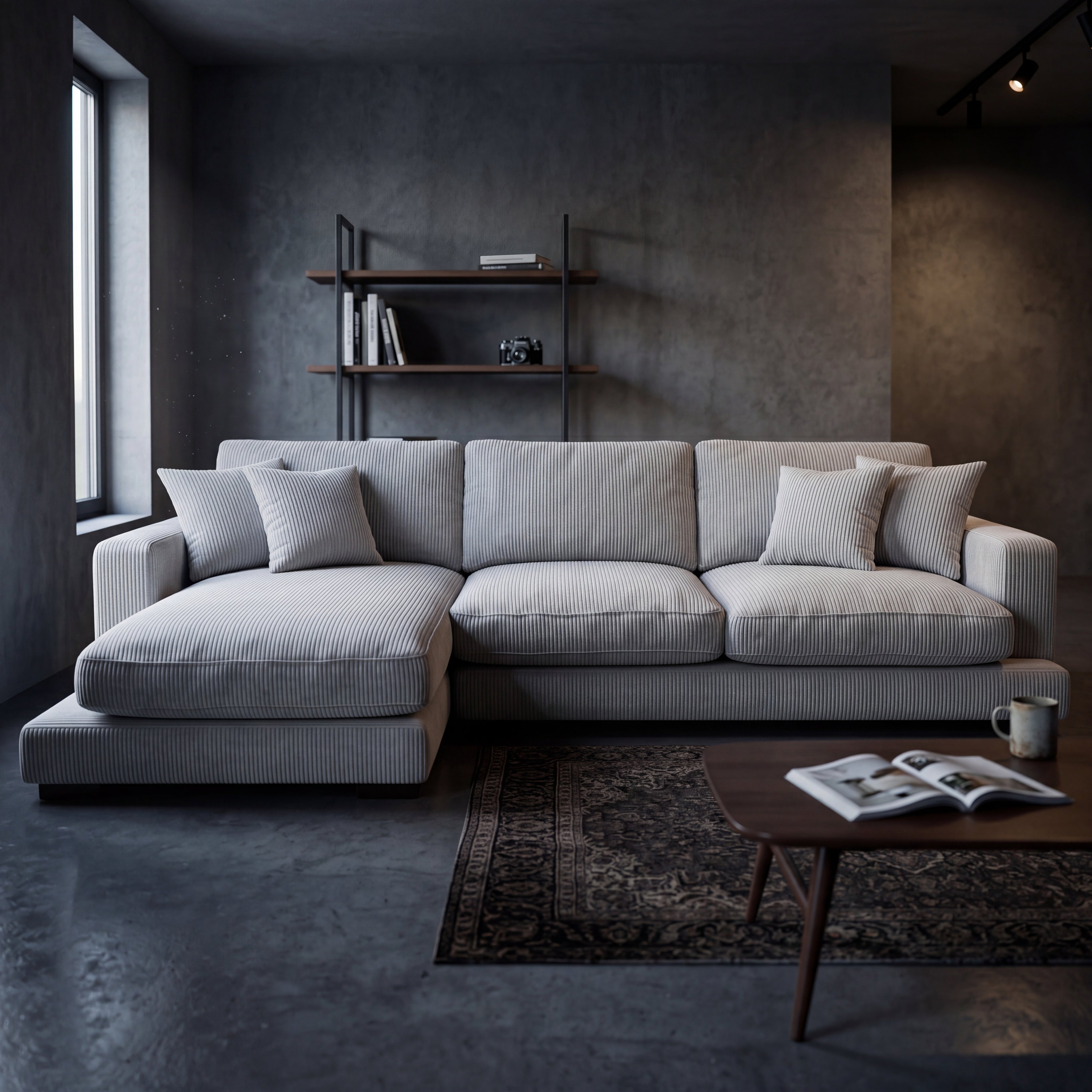 City Chaise Lounge White Corduroy