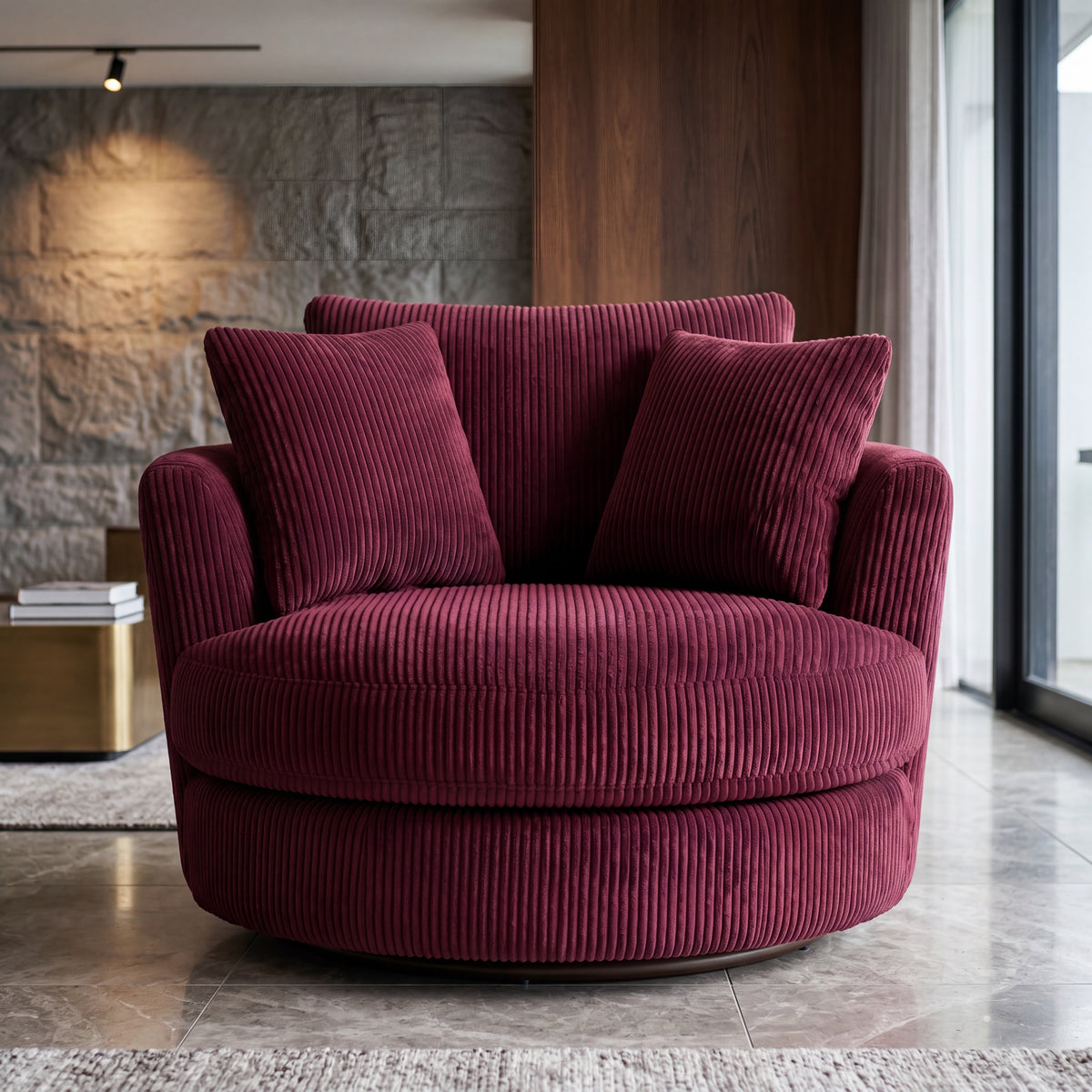Cuddle Swivel Chair - Burgundy