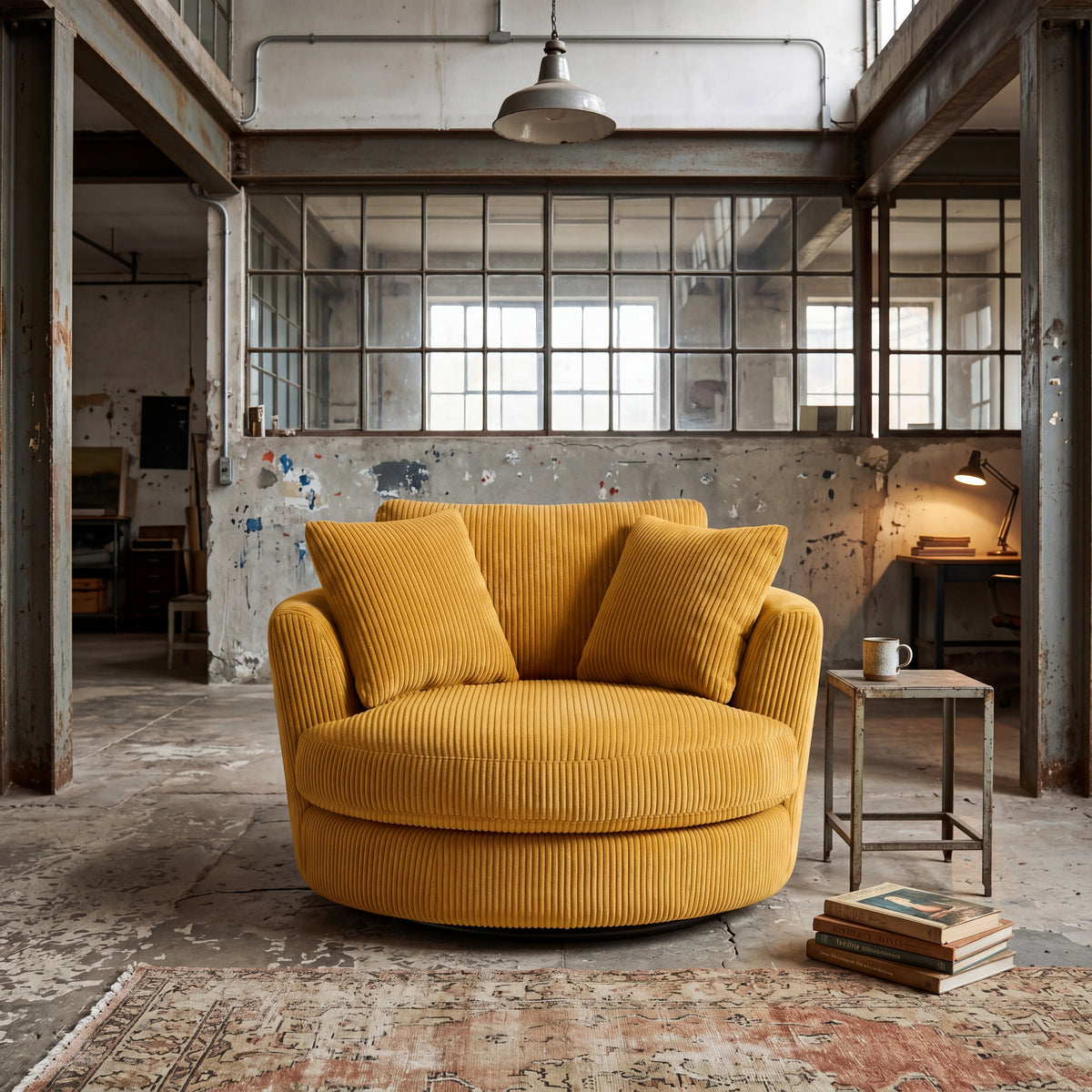 Cuddle Swivel Chair - Mustard