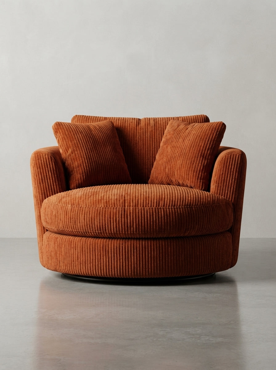 Cuddle Swivel Chair - Burnt Orange