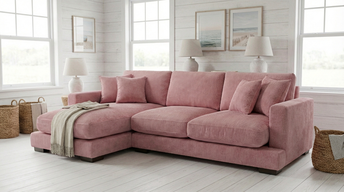 City Rose Pink Corduroy Chaise Lounge