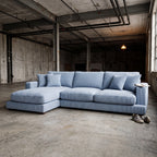 City Chaise Lounge Baby Blue Corduroy